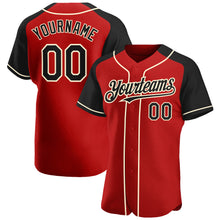 Load image into Gallery viewer, Custom Red Black-Cream Authentic Raglan Sleeves Baseball Jersey
