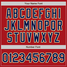 Load image into Gallery viewer, Custom Red Navy-Old Gold Authentic Raglan Sleeves Baseball Jersey