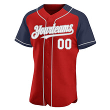 Load image into Gallery viewer, Custom Red White Navy-Gray Authentic Raglan Sleeves Baseball Jersey