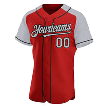 Load image into Gallery viewer, Custom Red Gray-Black Authentic Raglan Sleeves Baseball Jersey
