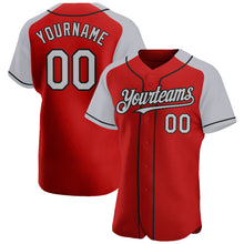 Load image into Gallery viewer, Custom Red Gray-Black Authentic Raglan Sleeves Baseball Jersey
