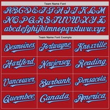 Load image into Gallery viewer, Custom Red Light Blue-Navy Authentic Raglan Sleeves Baseball Jersey