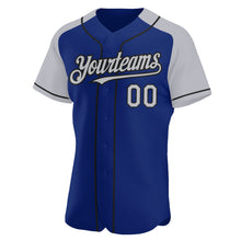 Load image into Gallery viewer, Custom Royal Gray-Black Authentic Raglan Sleeves Baseball Jersey