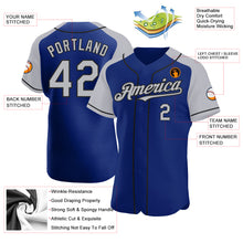 Load image into Gallery viewer, Custom Royal Gray-Black Authentic Raglan Sleeves Baseball Jersey