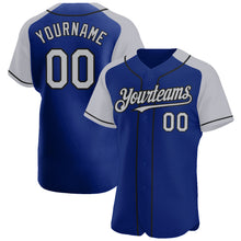 Load image into Gallery viewer, Custom Royal Gray-Black Authentic Raglan Sleeves Baseball Jersey