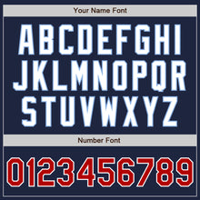 Charger l'image dans la galerie, Custom Navy Red-Light Blue Authentic Raglan Sleeves Baseball Jersey