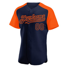 Загрузить изображение в средство просмотра галереи, Custom Navy Orange Authentic Raglan Sleeves Baseball Jersey
