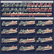 Загрузить изображение в средство просмотра галереи, Custom Navy Vintage USA Flag-Cream Authentic Raglan Sleeves Baseball Jersey