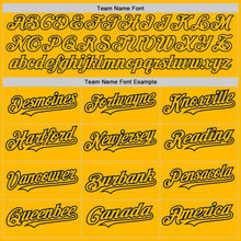 Загрузить изображение в средство просмотра галереи, Custom Gold Navy Authentic Raglan Sleeves Baseball Jersey