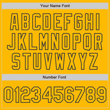 Загрузить изображение в средство просмотра галереи, Custom Gold Navy Authentic Raglan Sleeves Baseball Jersey