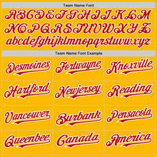 Загрузить изображение в средство просмотра галереи, Custom Gold Red-White Authentic Raglan Sleeves Baseball Jersey