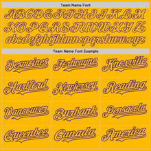 Загрузить изображение в средство просмотра галереи, Custom Gold Purple Authentic Raglan Sleeves Baseball Jersey