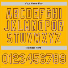 Загрузить изображение в средство просмотра галереи, Custom Gold Purple Authentic Raglan Sleeves Baseball Jersey