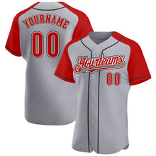 Загрузить изображение в средство просмотра галереи, Custom Gray Red-Black Authentic Raglan Sleeves Baseball Jersey