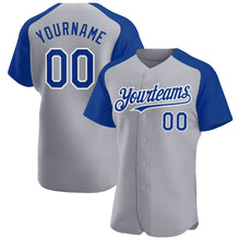 Charger l'image dans la galerie, Custom Gray Royal-White Authentic Raglan Sleeves Baseball Jersey