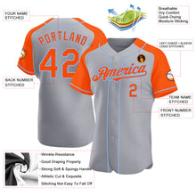 Charger l'image dans la galerie, Custom Gray Orange-Light Blue Authentic Raglan Sleeves Baseball Jersey
