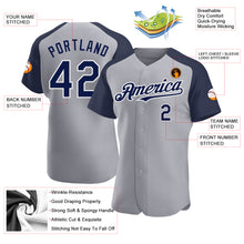 Charger l'image dans la galerie, Custom Gray Navy-White Authentic Raglan Sleeves Baseball Jersey