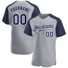 Charger l'image dans la galerie, Custom Gray Navy-White Authentic Raglan Sleeves Baseball Jersey