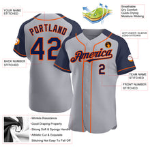 Charger l'image dans la galerie, Custom Gray Navy-Orange Authentic Raglan Sleeves Baseball Jersey