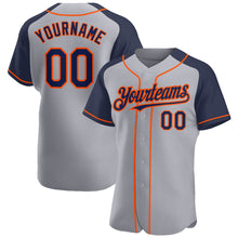 Charger l'image dans la galerie, Custom Gray Navy-Orange Authentic Raglan Sleeves Baseball Jersey