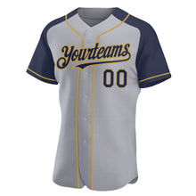 Charger l'image dans la galerie, Custom Gray Navy-Old Gold Authentic Raglan Sleeves Baseball Jersey