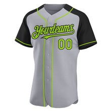 Загрузить изображение в средство просмотра галереи, Custom Gray Neon Green-Black Authentic Raglan Sleeves Baseball Jersey
