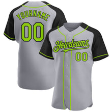 Загрузить изображение в средство просмотра галереи, Custom Gray Neon Green-Black Authentic Raglan Sleeves Baseball Jersey