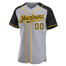 Загрузить изображение в средство просмотра галереи, Custom Gray Black-Gold Authentic Raglan Sleeves Baseball Jersey