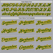 Загрузить изображение в средство просмотра галереи, Custom Gray Green-Gold Authentic Raglan Sleeves Baseball Jersey