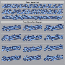 Загрузить изображение в средство просмотра галереи, Custom Gray Light Blue-Navy Authentic Raglan Sleeves Baseball Jersey