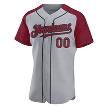 Charger l'image dans la galerie, Custom Gray Crimson-Black Authentic Raglan Sleeves Baseball Jersey