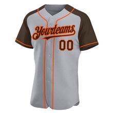 Загрузить изображение в средство просмотра галереи, Custom Gray Brown-Orange Authentic Raglan Sleeves Baseball Jersey