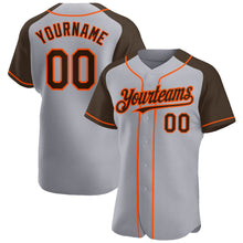 Загрузить изображение в средство просмотра галереи, Custom Gray Brown-Orange Authentic Raglan Sleeves Baseball Jersey