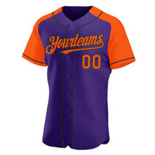 Charger l'image dans la galerie, Custom Purple Orange-Black Authentic Raglan Sleeves Baseball Jersey