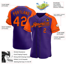 Charger l'image dans la galerie, Custom Purple Orange-Black Authentic Raglan Sleeves Baseball Jersey