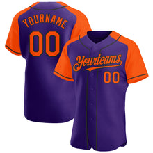 Charger l'image dans la galerie, Custom Purple Orange-Black Authentic Raglan Sleeves Baseball Jersey
