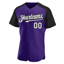 Загрузить изображение в средство просмотра галереи, Custom Purple White-Black Authentic Raglan Sleeves Baseball Jersey