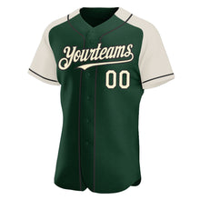 Load image into Gallery viewer, Custom Green Cream-Black Authentic Raglan Sleeves Baseball Jersey