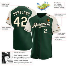 Load image into Gallery viewer, Custom Green Cream-Black Authentic Raglan Sleeves Baseball Jersey