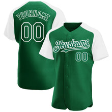 Загрузить изображение в средство просмотра галереи, Custom Kelly Green White Authentic Raglan Sleeves Baseball Jersey