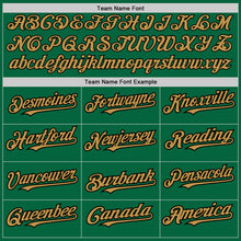 Load image into Gallery viewer, Custom Kelly Green Old Gold-Black Authentic Raglan Sleeves Baseball Jersey