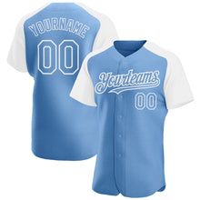Загрузить изображение в средство просмотра галереи, Custom Light Blue White Authentic Raglan Sleeves Baseball Jersey