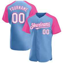Charger l'image dans la galerie, Custom Light Blue White-Pink Authentic Raglan Sleeves Baseball Jersey