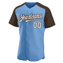 Загрузить изображение в средство просмотра галереи, Custom Light Blue White-Brown Authentic Raglan Sleeves Baseball Jersey