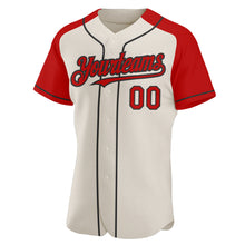 Загрузить изображение в средство просмотра галереи, Custom Cream Red-Black Authentic Raglan Sleeves Baseball Jersey