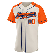 Загрузить изображение в средство просмотра галереи, Custom Cream Orange-Navy Authentic Raglan Sleeves Baseball Jersey