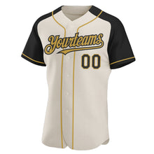 Charger l'image dans la galerie, Custom Cream Black-Old Gold Authentic Raglan Sleeves Baseball Jersey