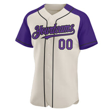 Загрузить изображение в средство просмотра галереи, Custom Cream Purple-Black Authentic Raglan Sleeves Baseball Jersey