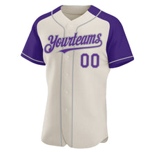 Charger l'image dans la galerie, Custom Cream Purple-Gray Authentic Raglan Sleeves Baseball Jersey