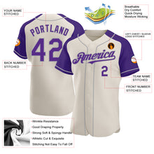 Charger l'image dans la galerie, Custom Cream Purple-Gray Authentic Raglan Sleeves Baseball Jersey